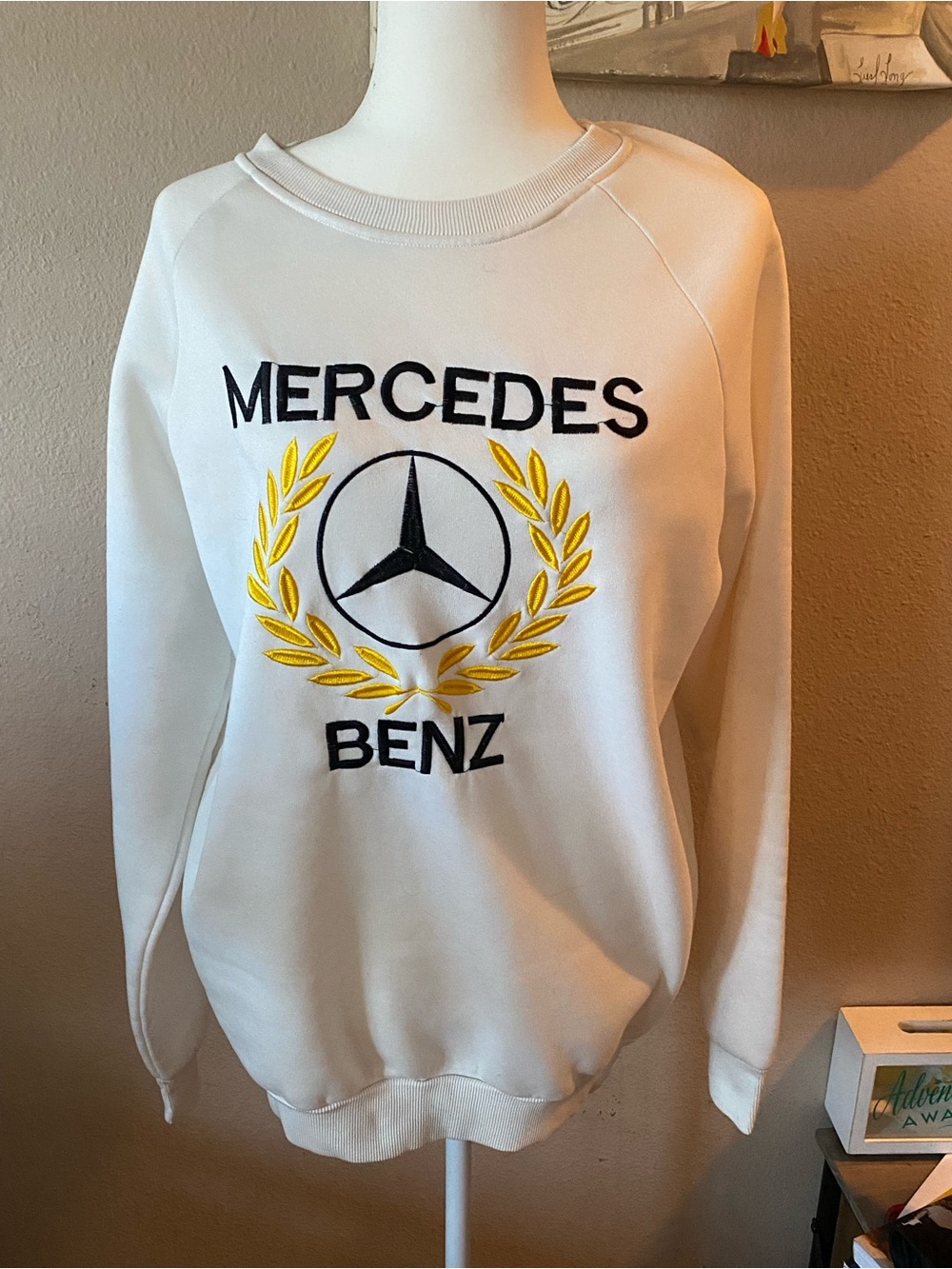 White Logo Crewneck Sweater for Men